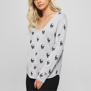 Skull Cashmere Aya V-Neck Skull Top Small